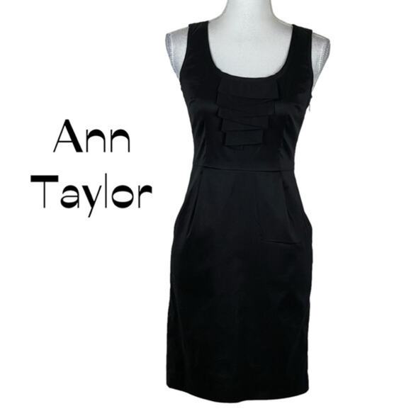 Ann Taylor Party Date Night Little Black Dress With Ruffled Bodice NWT Size 0P - Picture 2 of 15